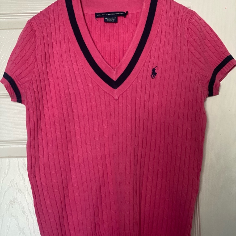 Ralph Lauren pink shirt sleeve sweater